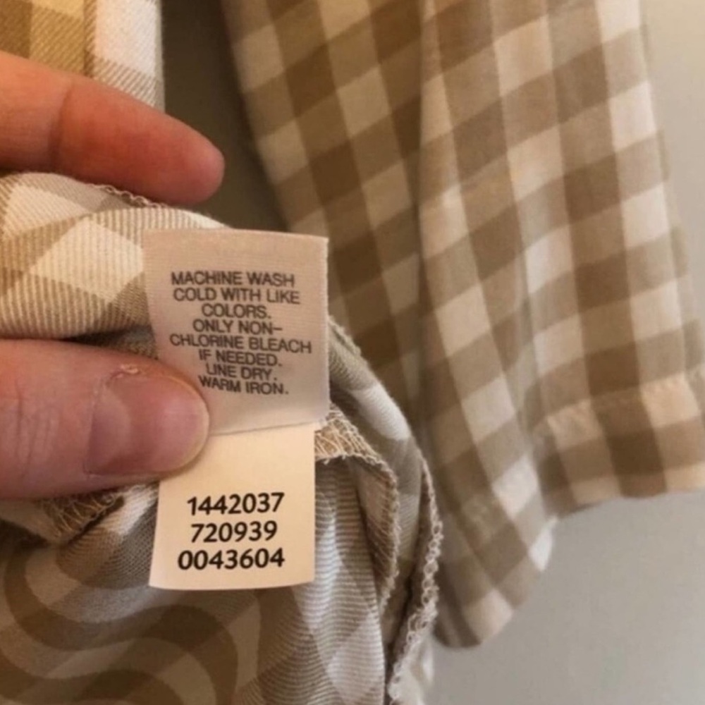J.Jill Plaid Tan and White Plaid Lightweight Blouse - Picture 7 of 7